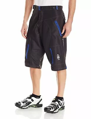 Men's Blue Black MTB BMX Baggy Padded Mountain Biking Cycling Shorts Medium • $22.95