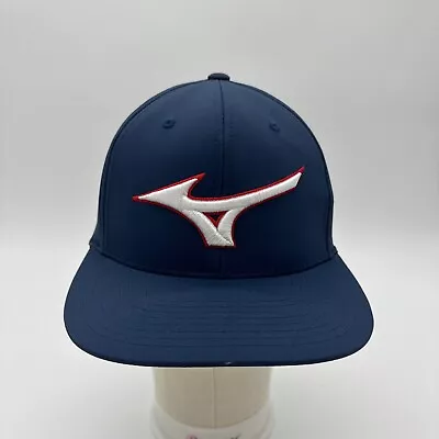 Mizuno Tour Flat Snapback Hat Flexfit Tech Vented Cap- Blue White Red Color • $26.99