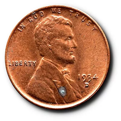 1934-D Lincoln Cent  1C Uncirculated Details Obverse Corrosion Spot • $14.95