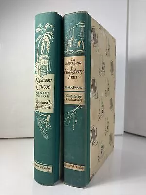 Vtg 1940s Decorative Books: The Adventures Of Huckleberry Finn Robinson Crusoe • $24.99