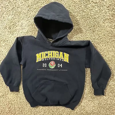 University Of Michigan Wolverines Arch Logo Youth Hoodie Blue Size Large • $17.17