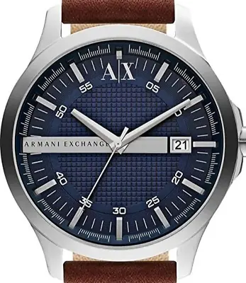 Armani Exchange Designer Watch Date Blue Steel Leather Genuine AX2133 • £69