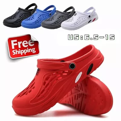 Men Slip On Garden Mules Clogs Sports Sandals Beach Water Slippers Shoes Size US • £17.21