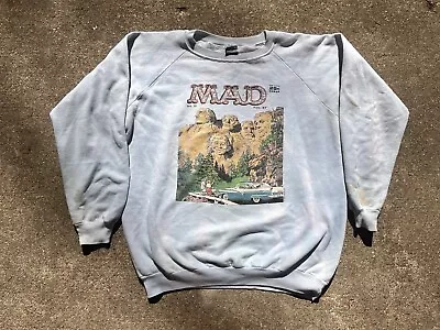 1980s MAD MAGAZINE  What Me Worry  Alfred E Neuman Distressed Sweater Size XL • $250