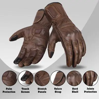 Genuine Leather Motorcycle Gloves With Touch Screen Material On Index Finger • $40