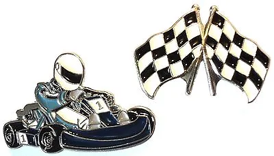 Go Kart Racing Karting & Chequered Flag Motorsport Metal Enamel Pin Badges NEW • £4.99