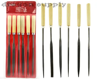 $8.95 • Buy New 6pc 6  Needle File Set With Wooden Handle, Coarse Cut * US SHIPPER *