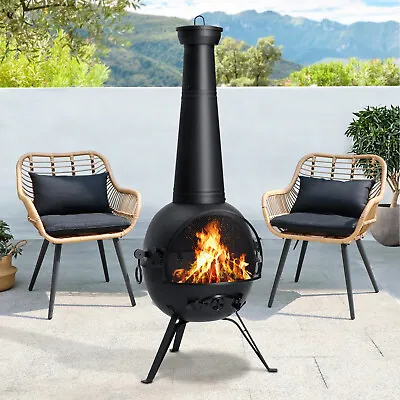 SINGLYFIRE OUTDOORS Chiminea Fireplace Patio Fire Pit Wood Burning Cast Iron Lid • $116.99