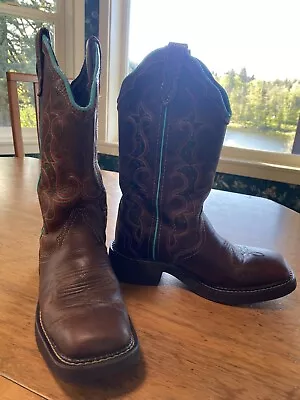 Justin Gypsy Womens Sz 6B Western Embroidered Brown Leather Cowgirl Boots • $38