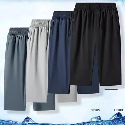 Men's Workout Gym Shorts Quick Dry 3/4 Capri Pants Zipper Pockets Hiking Shorts • $13.29