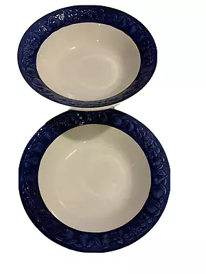 Set Of 2- La Primula S.R.L 10  Serving Bowls Made In Italy.  Blue Fruit Band • $18