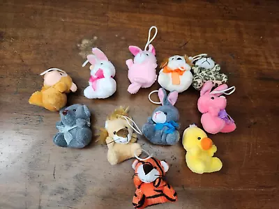 Mini Plush Stuffed Animal Lot Of 11  Lion Puppy Bunny Duck/Chick Hangers 2.5” • $9.99