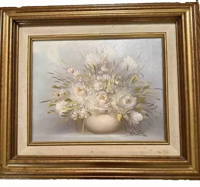 Vintage Oil Painting Mid Century Still Life Flowers Signed Roses Bouquet • $42.99