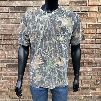 Vintage Mossy Oak Camo T Shirt Mens Size L Short Sleeve Pocket Distressed • $14.99