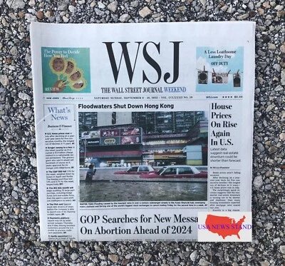 $8.99 • Buy Wall Street Journal - Sat/sun September 9-10, 2023 (floods Shut Down Hong Kong)