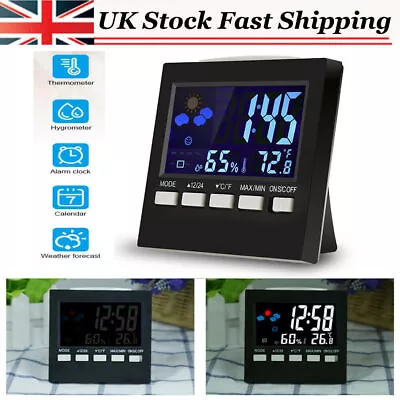 LED Digital LCD Display Alarm Clock With Temperature Calendar Weather Station UK • £6.29