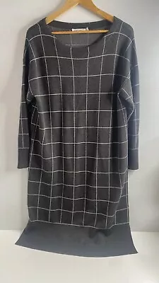 SPORTSCRAFT Grey Check Long Sleeve Wool Knit Dress Size L/XL Large Extra Large • £13.94