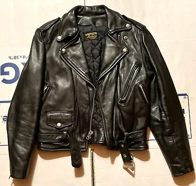 Vanson Leather Vint 1980s Black Competition Leatherman Classic Motorcycle Jacket • $350