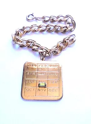 Vintage SARAH COVENTRY Birthstone Peridot Aug. Calendar Charm Bracelet As-Is • $7.99