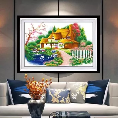 Cross Stitch Finished Floral Framed Hanging Summer Garden Country Home • £79