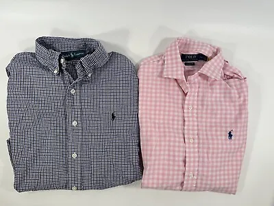Men’s Button Down Long Sleeve Dress Shirts Size M/L Set Of 2 Polo Ralph Lauren • $27.99