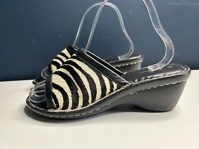 NEXT Zebra Print Leather Ladies Mule Wedge Shoes Size UK Size 6 • £19