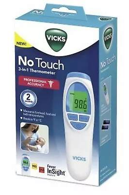 Vicks No Touch 3 In 1 Thermometer Measures Forehead Food Bath Temp New In Box • $7.99