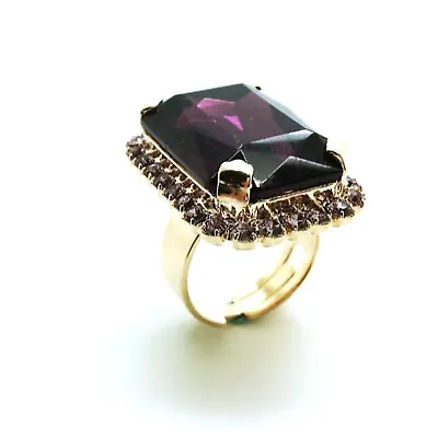 Mariana Ring Large Rectangle Purple Amethyst Swarovski Crystal  My Treasures ... • $109