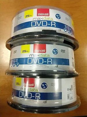 3 Packs Of 25: Maxell DVD-R 4.7 GB 25 Pack 8 X 120 Minute Spindle New/Sealed 9C • $26.99