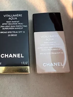 CHANEL VITALUMIERE AQUA 20 BEIGE Ultra Light Skin Perfecting Sunscreen SPF15 • $46.98