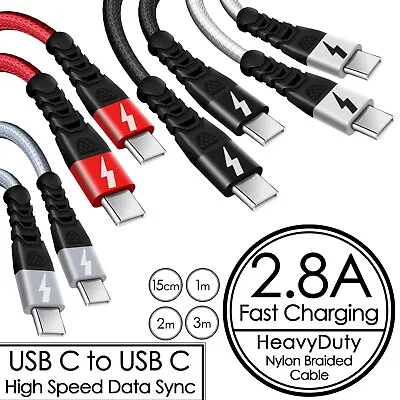 USB Type C To Type C Cable USB C Fast Charger Lead For IPhone 15 Plus Pro Max • £3.49