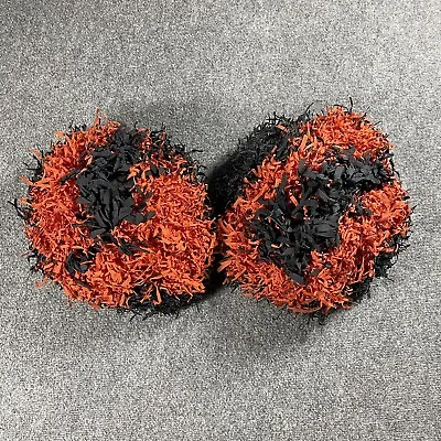 VINTAGE 70s Cheerleader Pom Poms Black Orange Supply Co Pon Cheer • $54.48