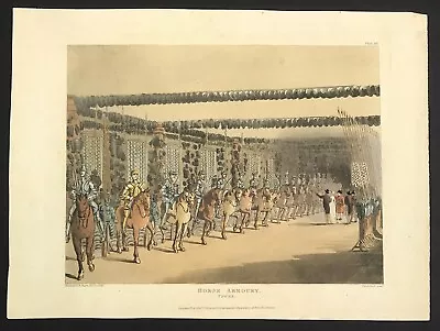 £77 • Buy 1809 Horse Armoury Ackermann Microcosm Rowlandson Pugin Aquatint Print 