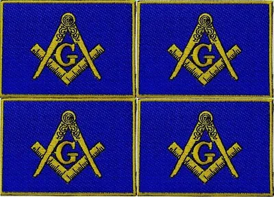 4 PCS Masonic Blue Flag EMBROIDERED PATCH Iron-on FREEMASON SQUARE & COMPASS • $9.99