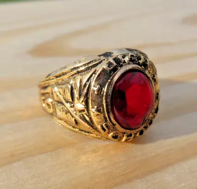 Nos Vintage 1961 High School Class Ring Red Glass Chunky Prop Imitation Mens 11 • $29.99