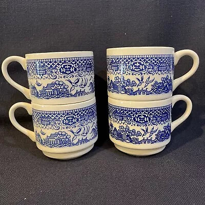 Lot Of 4 SCIO Blue Willow Cups & 3 Saucers • $12.99