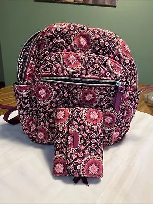 Vera Bradley NWOT Iconic Small Backpack “Raspberry Medallion”+MATCHING WALLET!! • $39.50