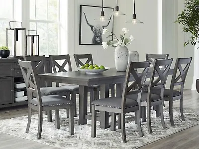 ON SALE - 9 Piece Farmhouse Modern Gray Dining Table & Chairs Set Furniture IC1F • $1747.91