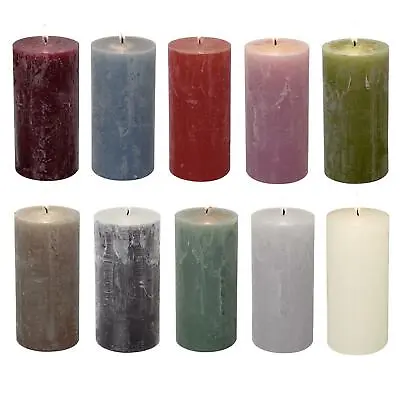 IHR Large Coloured Unscented Textured Chunky Pillar Church Candles Home Decor • £11.49