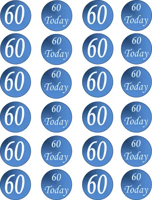 60th Birthday Blue Edible Cupcake Fairy Cake Toppers X 24 • £1.20