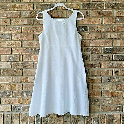 J. Crew Size 0 Cotton Seersucker Sleeveless Fit And Flare Sundress Dress White • $24.99