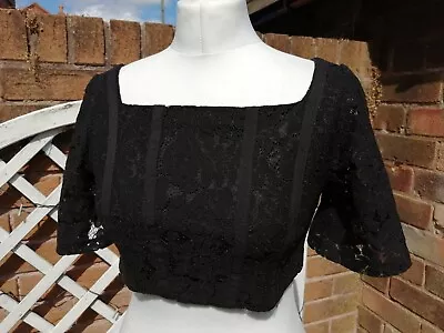 ZARA Square Neck Crop Top Black Lace Size Medium • $10.09