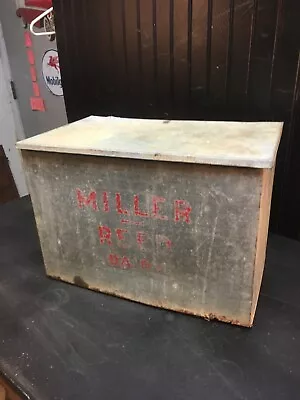 Vintage Millers Dairy Galvanized Metal Porch Milk Box 11in Tall X 16in X 9in • $99