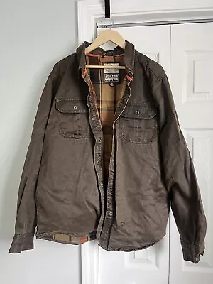 Legendary Whitetails Journeyman Shirt Jacket Mens XL Brown Waxed Snap Flannel • $38