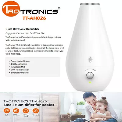 TaoTronics 1.8L Quiet Ultrasonic Cool Mist Humidifier TT-AH026 DI11_W • $19.99