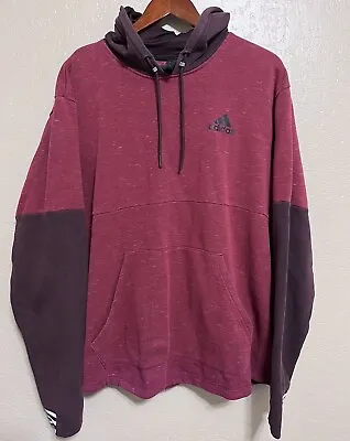 Adidas Two Tone Hoodie Pocket Badge Of Sport Size XL Maroon/Burgandy • $22