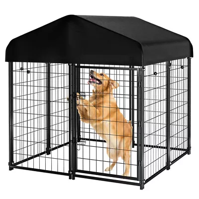 Large Outdoor Dog Kennel Heavy Duty Metal Galvanized Welded Pet Playpen W/ Roof • $126.99