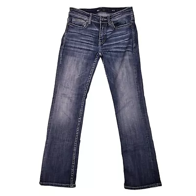 BKE Aiden Jeans Mens 30x30 Hemmed Blue Straight Heavy Stitch Stretch Denim • $29.99