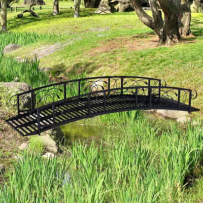 5ft 8ft Curved Outdoor Garden Bridge W/ Side Rails Arch Pond Backyard Decorative • $329.99