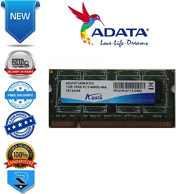 ADATA 1GB DDR2 800MHz PC2-6400S DIMM ADOVF1A083FEG 1RX8 Laptop Memory OEM • £12.50
